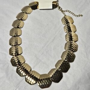 New Charming Charlie Gold-tone Hammered Link Necklace